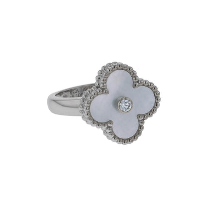 Van Cleef & Arpels Vintage Alhambra mother-of-pearl, diamond and gold ring