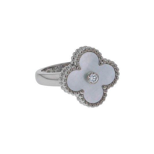 Van Cleef & Arpels Vintage Alhambra mother-of-pearl, diamond and gold ring