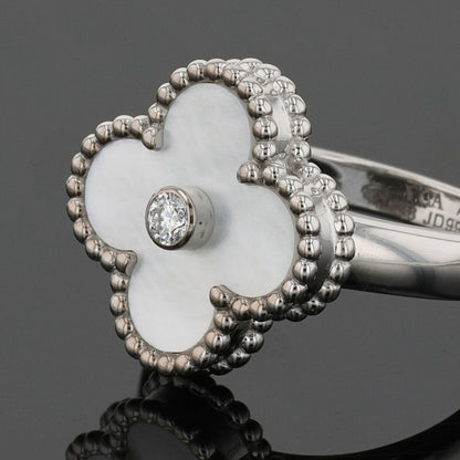 Van Cleef & Arpels Vintage Alhambra mother-of-pearl, diamond and gold ring