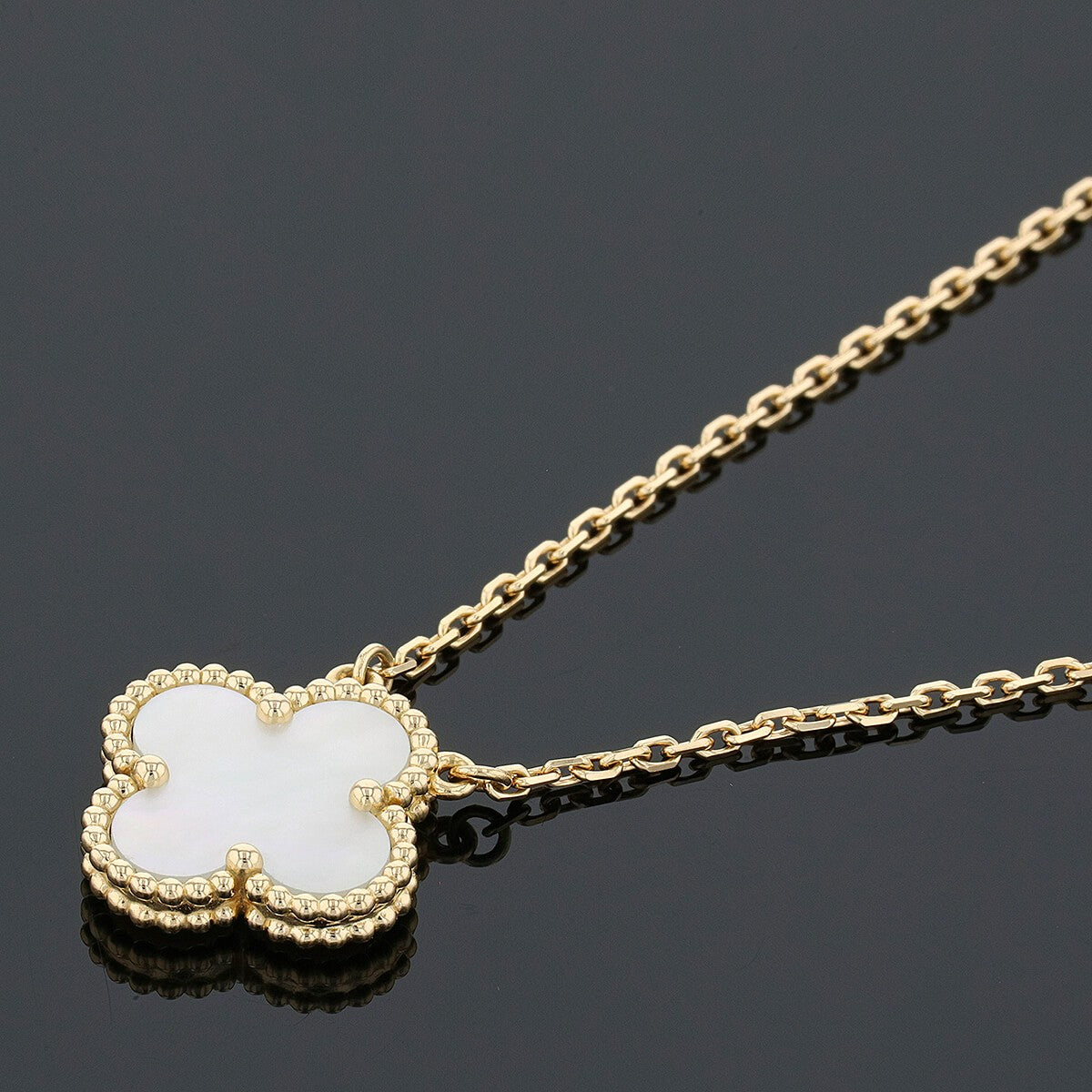 van cleef & arpels vintage alhambra mother-of-pearl and gold necklace
