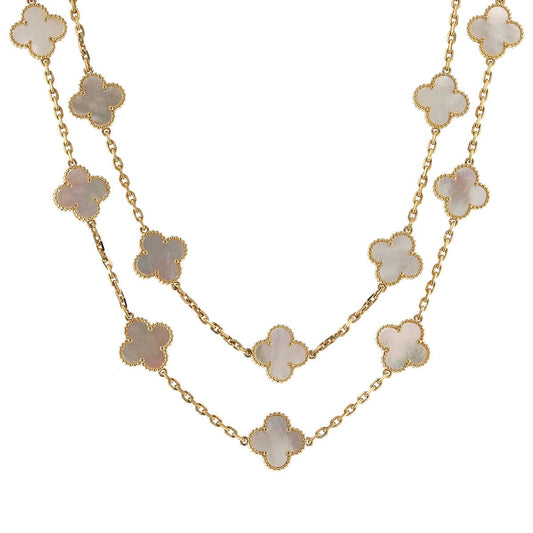 Van Cleef & Arpels Vintage Alhambra mother of pearl and gold necklace