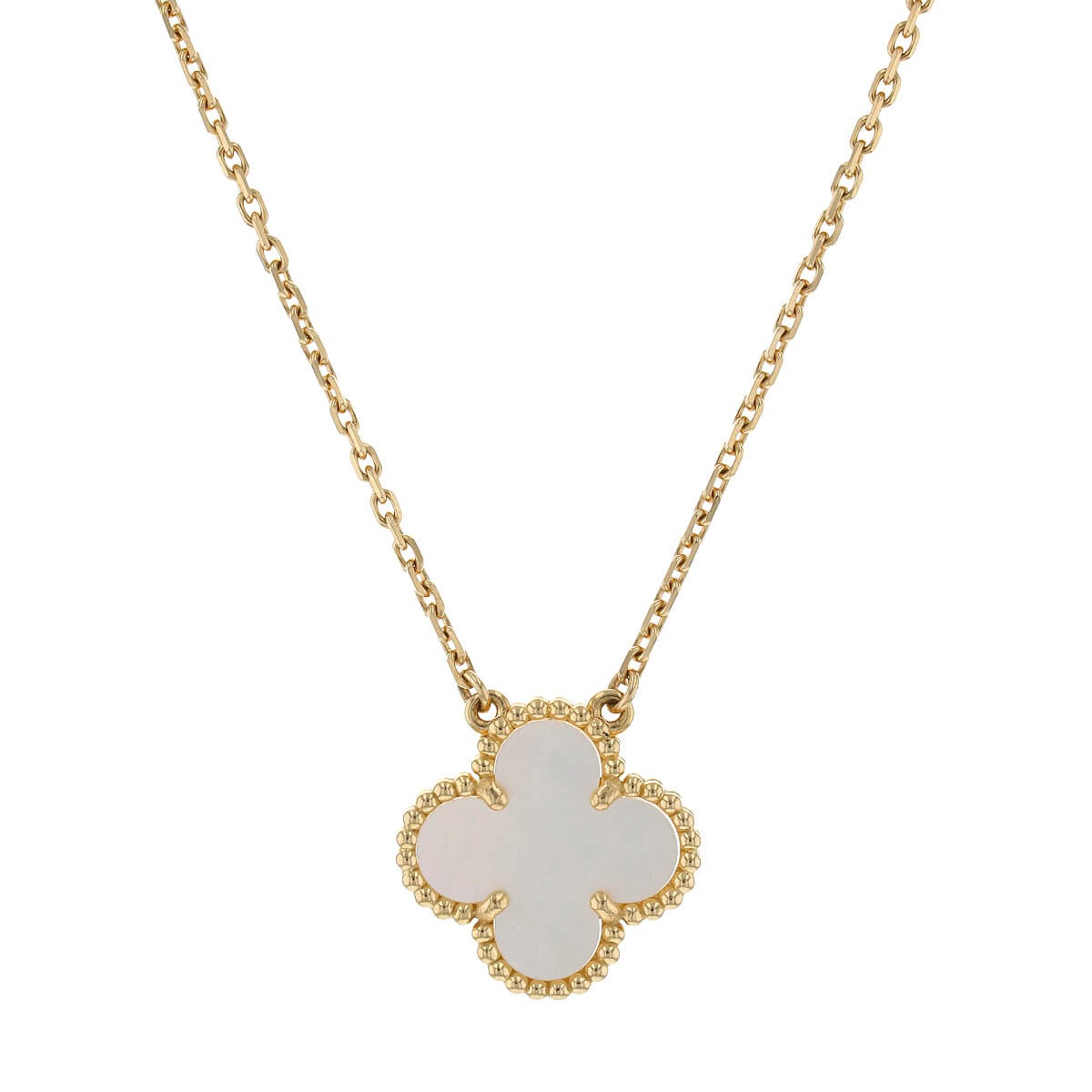 van cleef & arpels vintage alhambra mother-of-pearl and gold necklace