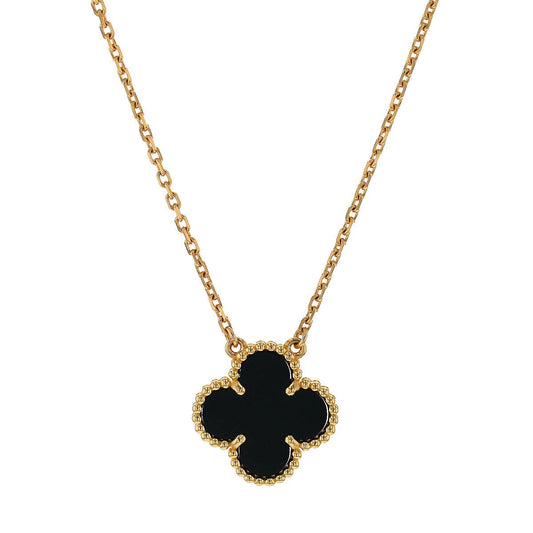 Van Cleef & Arpels Vintage Alhambra onyx and gold necklace