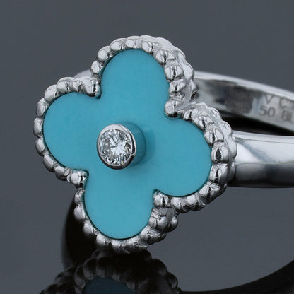Van Cleef & Arpels Vintage Alhambra turquoise, diamond and gold ring