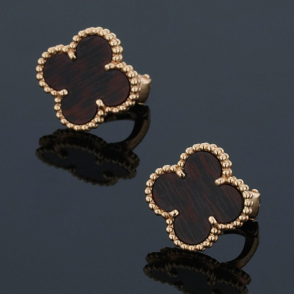 van cleef & arpels wood and gold earrings