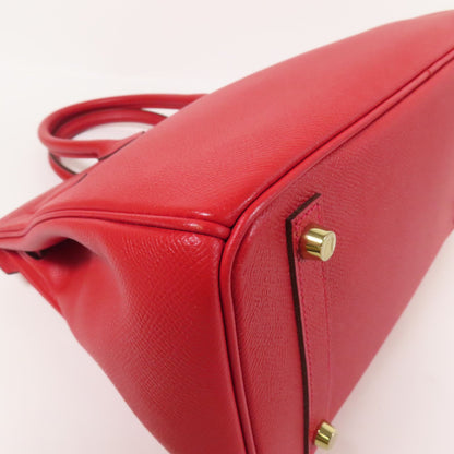 Hermes Epsom Leather Birkin 30 Gold Handmade Bag Rouge Casaque Handbag Red Rouge Casaque Epsom Calfskin (cowhide) _