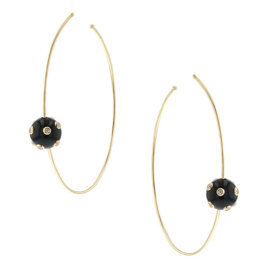 Victoria Casal Tac Tac diamonds, onyx and gold earrings