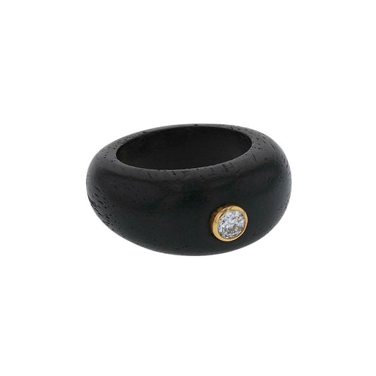 Wood, diamond and gold ring