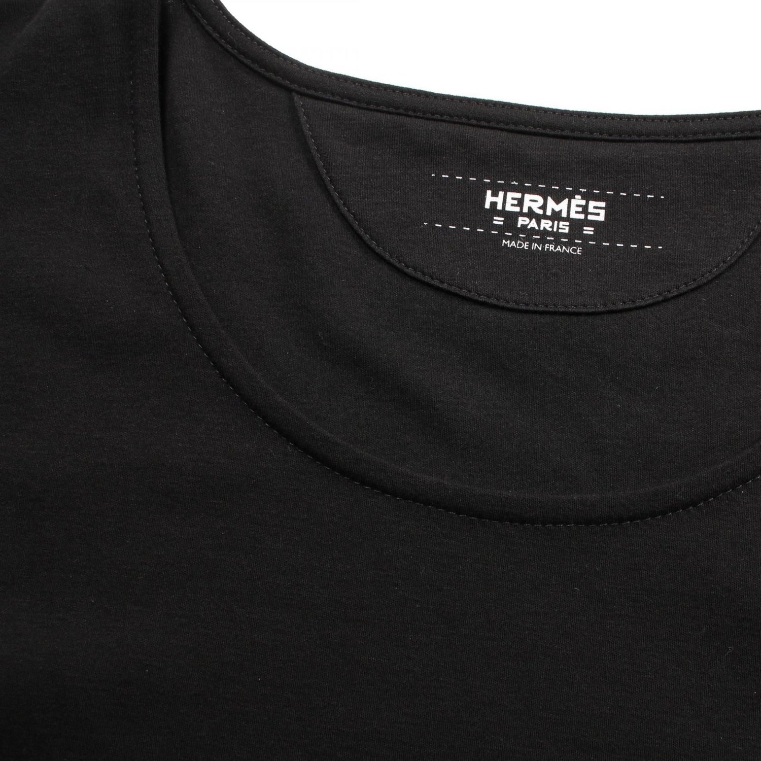 Hermes T-shirt With Embroidered Pocket Dress Black Cotton