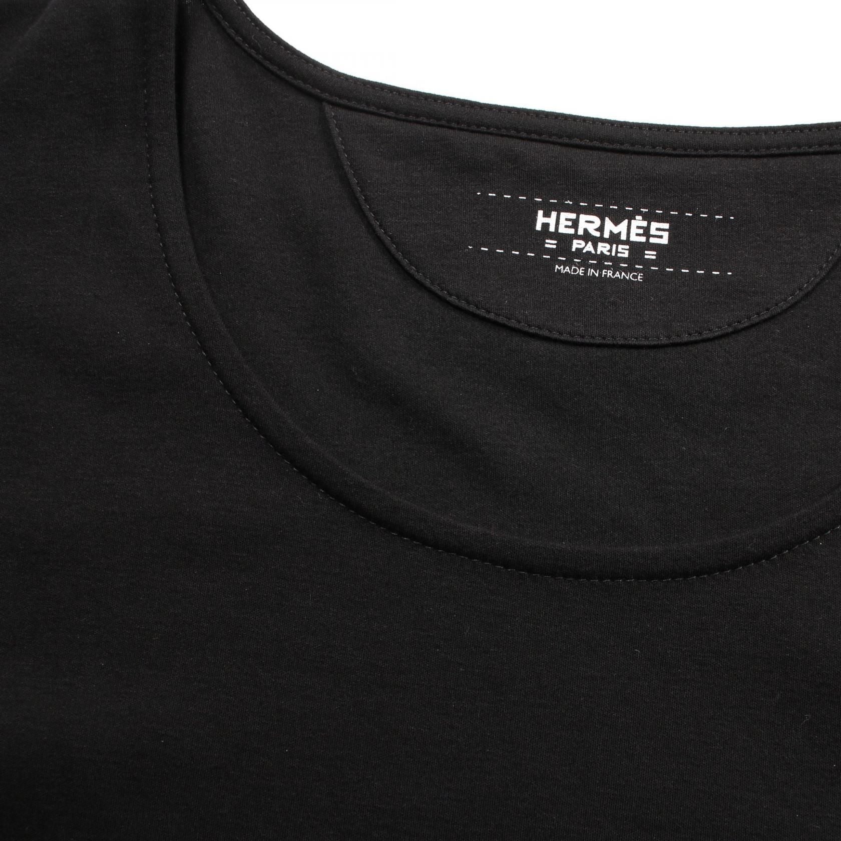 Hermes T-shirt With Embroidered Pocket Dress Black Cotton