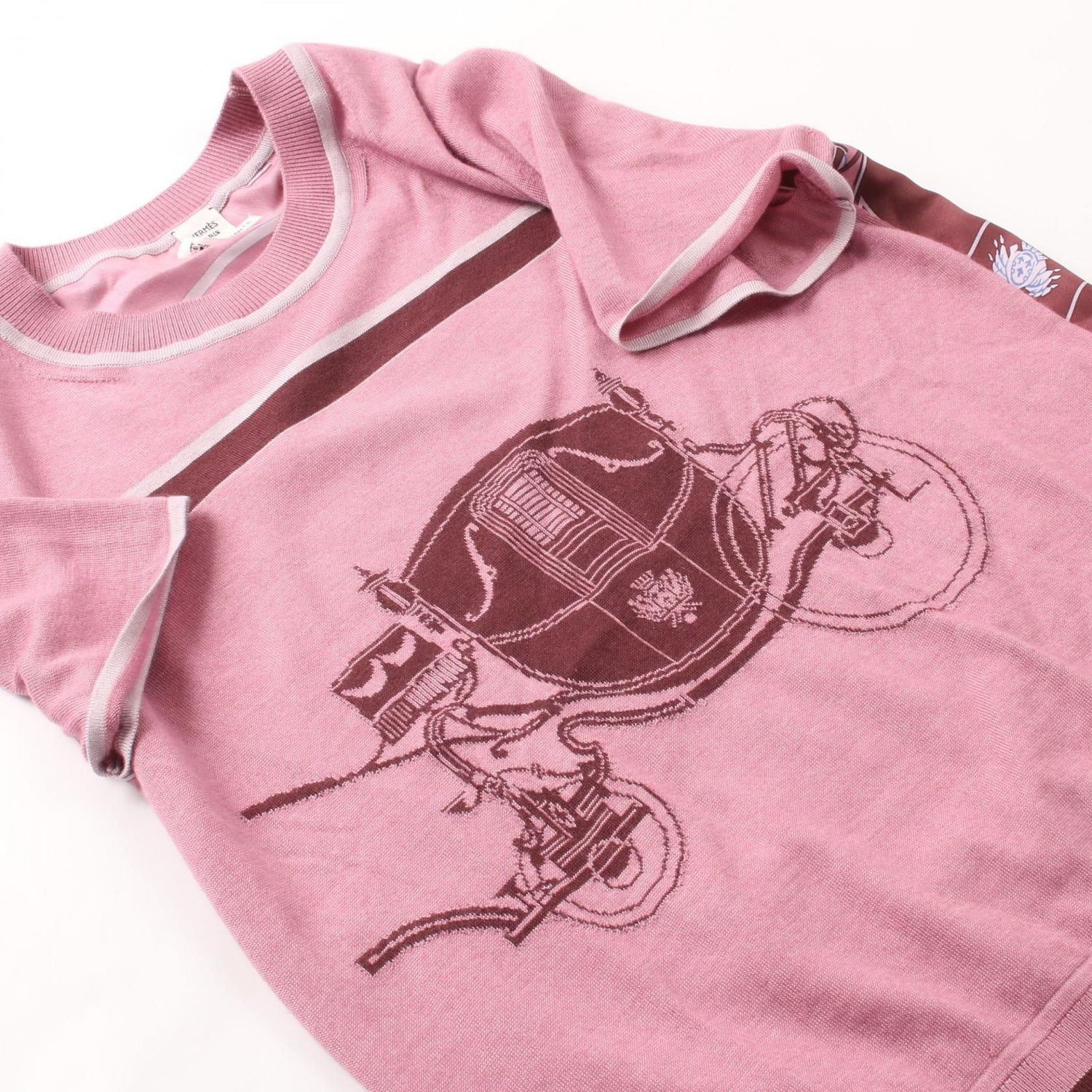 Hermes Twill Laine Ex-libris T-shirt Pink Silk Cashmere 3e 2800d 7