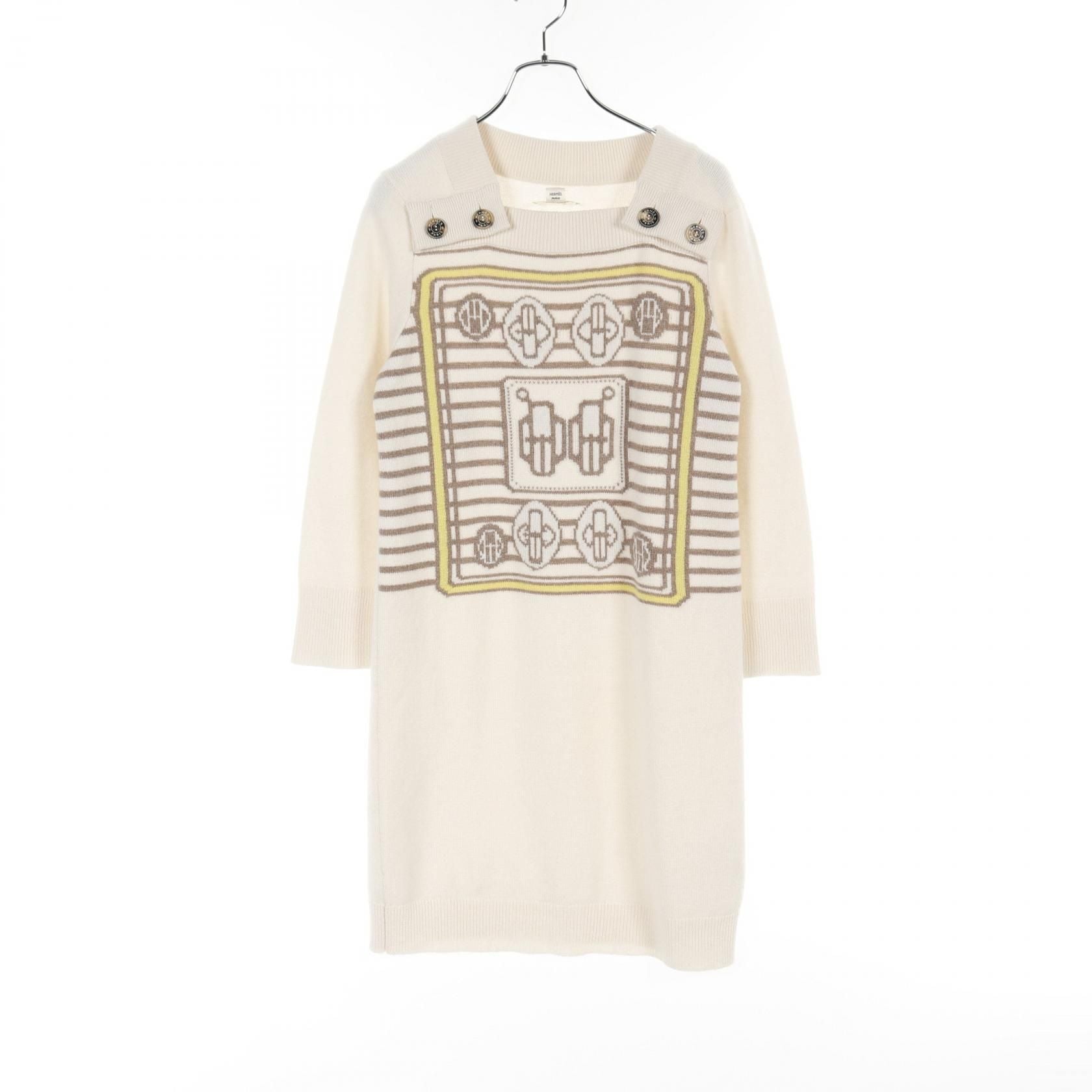 Hermes Bouclerie Moderne Dress 96-7700 Cashmere Beige 36